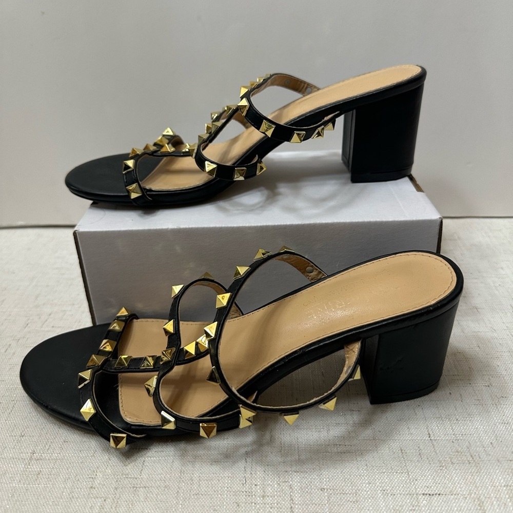 Catherine Malandrino Black Heels with Gold Studs - Picture 5 of 13
